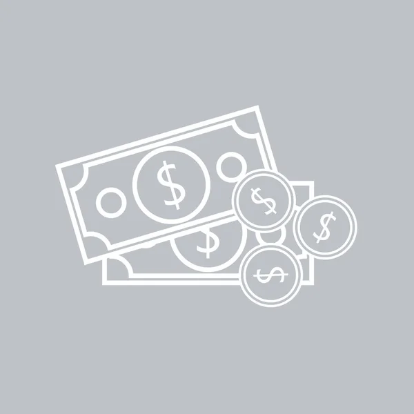 Dolaru Plochý Ikona Mince Šedém Pozadí — Stockový vektor