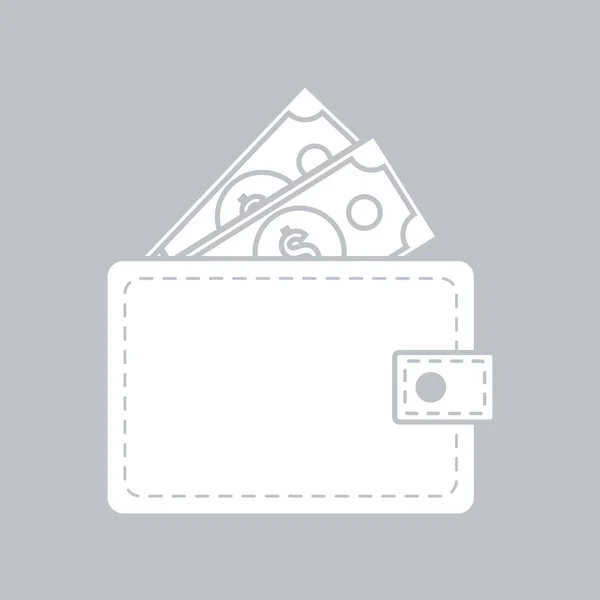 Portefeuille Icône Plate Sur Fond Gris — Image vectorielle