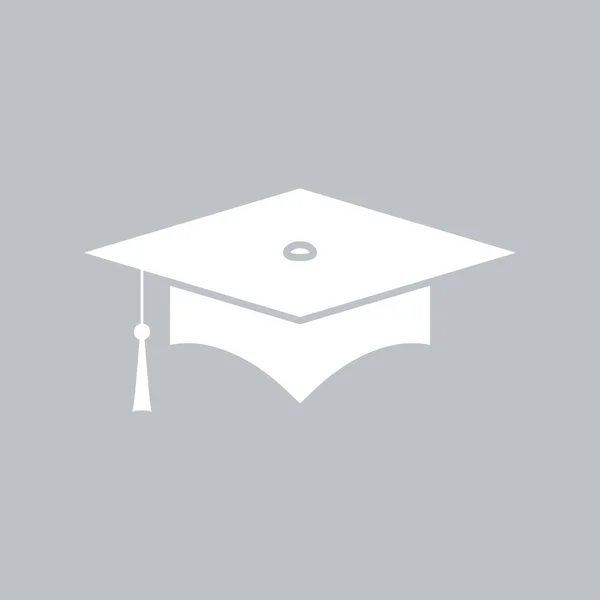 灰色の背景に卒業キャップ フラット アイコン — ストックベクタ