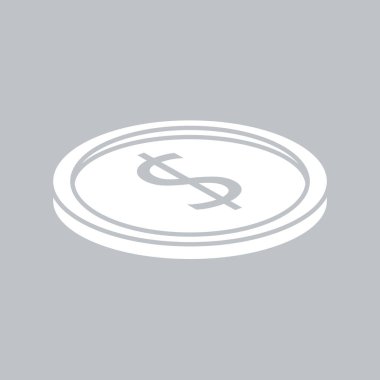 Gri arka plan üzerinde para düz simgesi