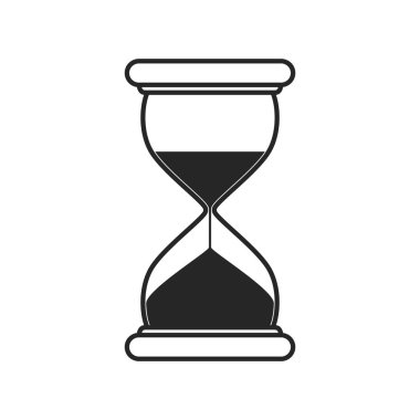 Beyaz arka plan üzerinde kum saati düz simgesi