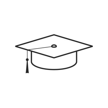 Beyaz arkaplanda mezuniyet başlığı düz simgesi