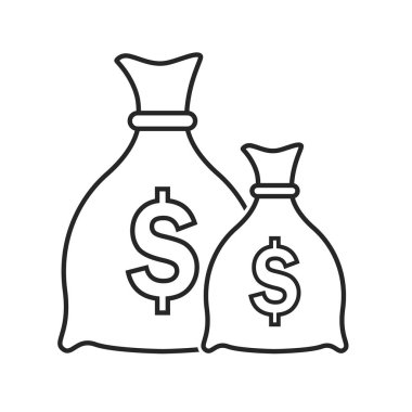 Para çantası düz simgesi beyaz arka plan üzerinde