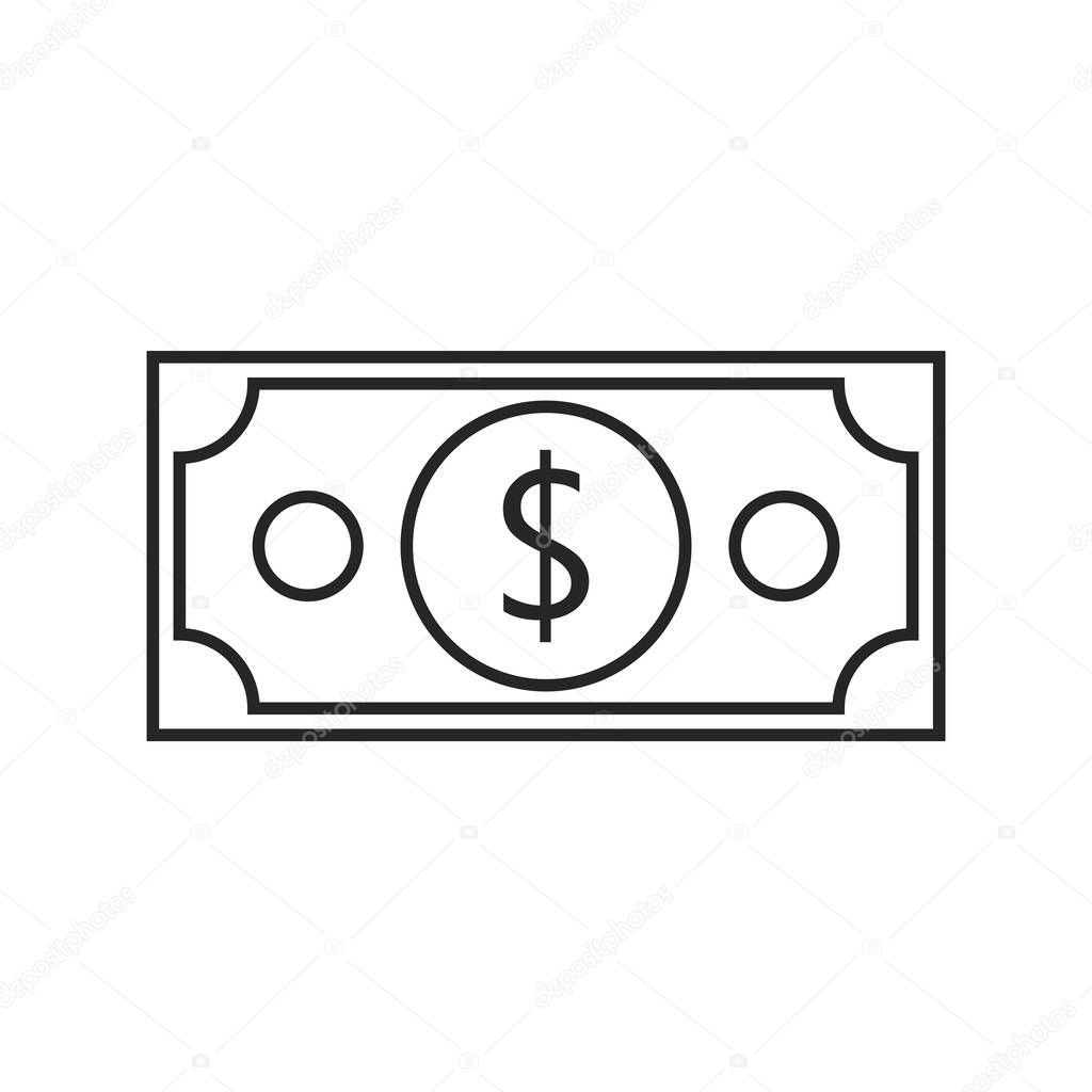 Dollar flat icon on white background