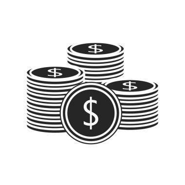 Beyaz arka plan üzerinde para düz simgesi