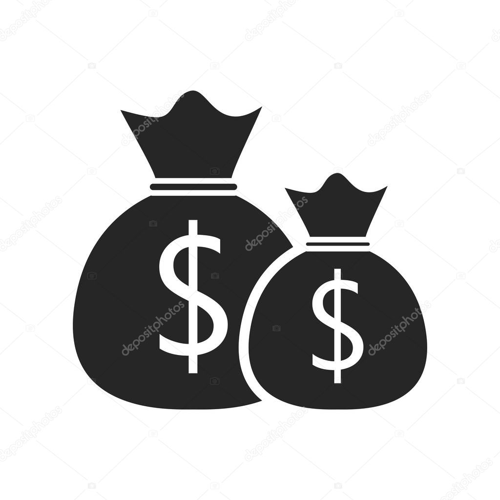 Money bag flat icon on white background