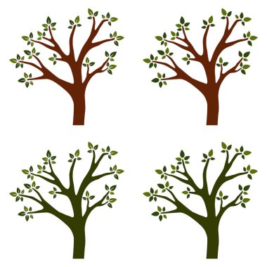 Beyaz arkaplanda izole edilmiş ağaçlar