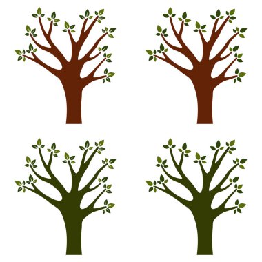 Beyaz arkaplanda izole edilmiş ağaçlar