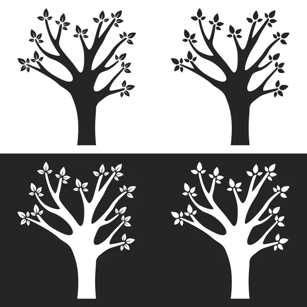 Набор Силуэтов Деревьев Ветвями — стоковый вектор