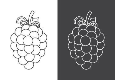 Beyaz ve gri arka plan üzerinde üzüm işareti simgesi