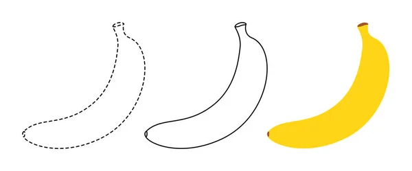 Banane Gefärbt Werden Und Trace Line Lernspiel Für Kinder — Stockvektor