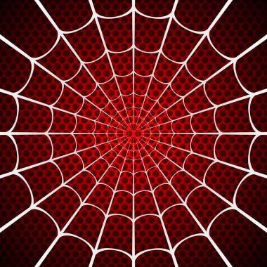 Kırmızı zemin üzerine beyaz örümcek ağı