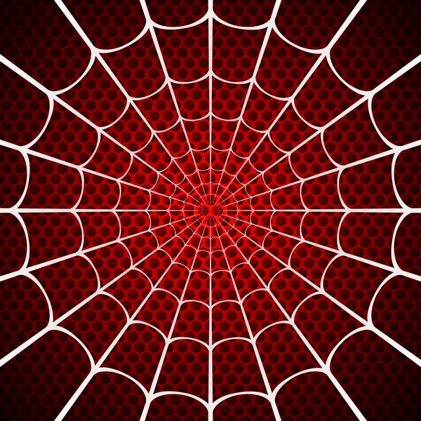 Tela de araña blanca sobre fondo rojo — Vector de stock