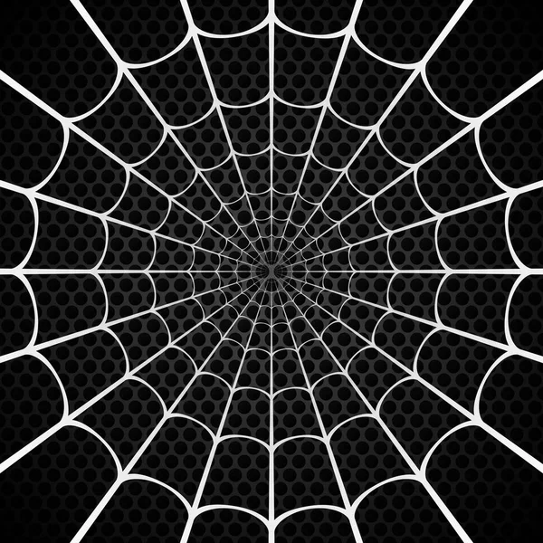 Vitt spindelnät på svart bakgrund — Stock vektor