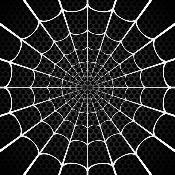 White spider web on black background — Stock Vector