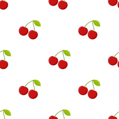 beyaz zemin üzerine kiraz ile Seamless Modeli