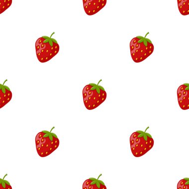 Beyaz arka planda çilekli kusursuz desen