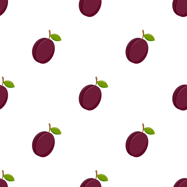 Seamless pattern with plum on white background — Stock Vector