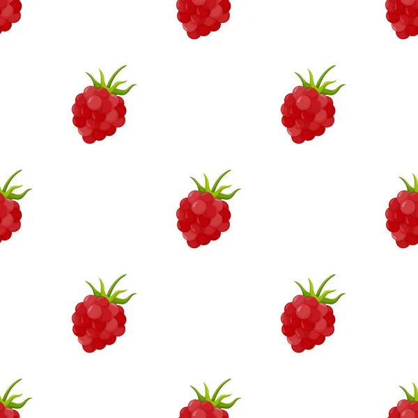 Seamless pattern with raspberry on white background — Stock Vector