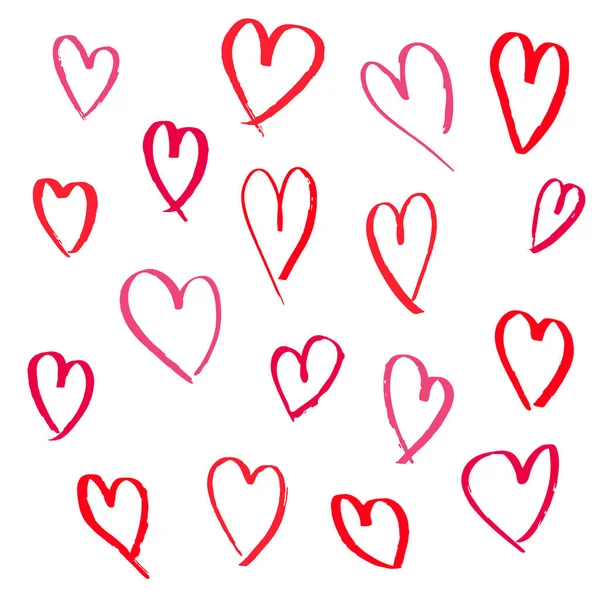 Conjunto de corazones dibujados a mano — Vector de stock