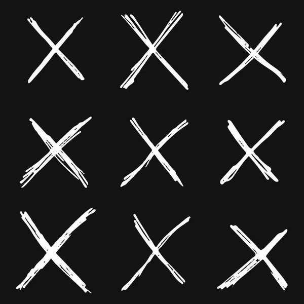Set hand getekende grunge letter X — Stockvector