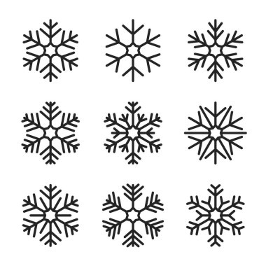 Beyaz arka plan üzerinde kar tanesi kümesi