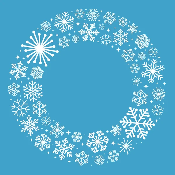 Couronne de flocon de neige sur fond bleu — Image vectorielle