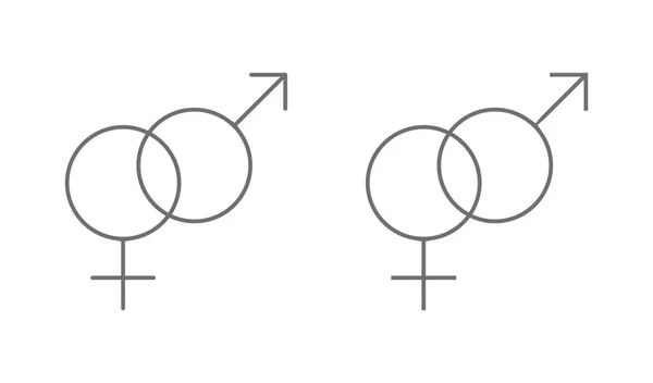 Set di linea maschile e femminile combinazione di simboli — Vettoriale Stock