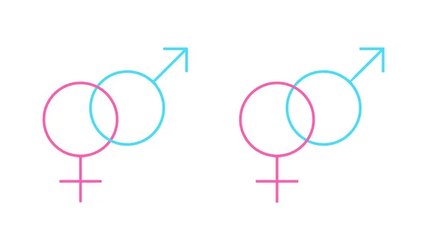 Kombination aus männlichen und weiblichen Liniensymbolen — Stockvektor