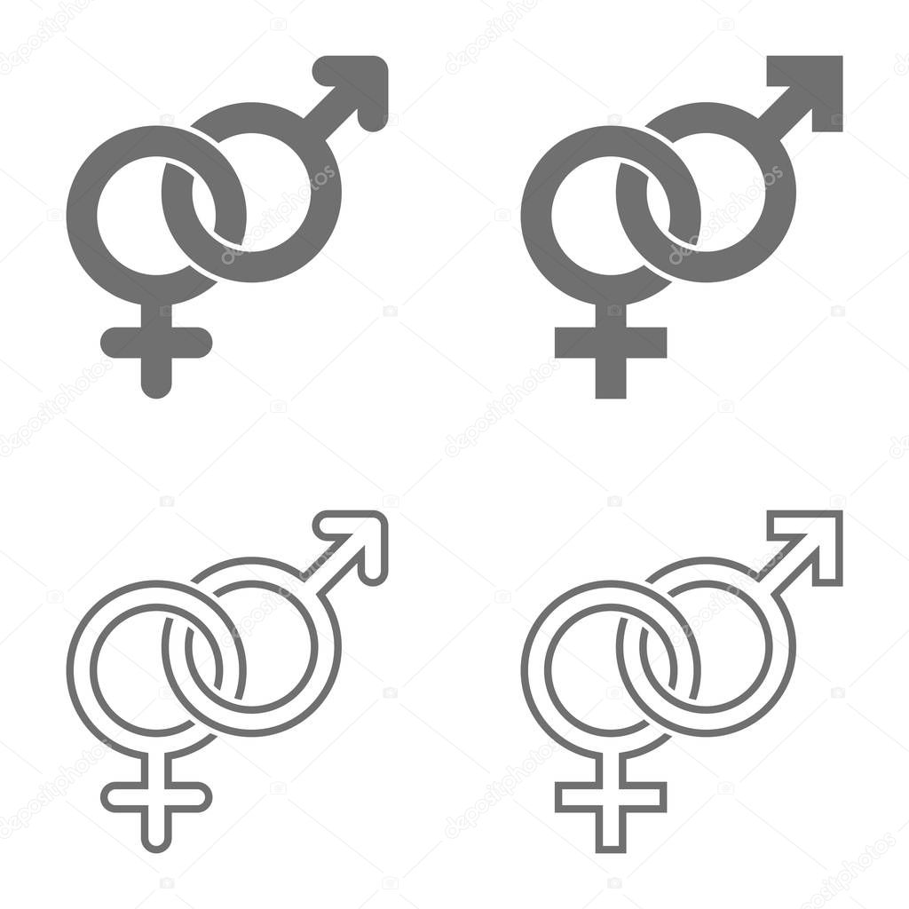 Set of male and female symbols combination