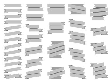 Beyaz arka planda gri şerit kümesi