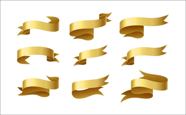 Set of gold ribbon on white background — Stock Vector