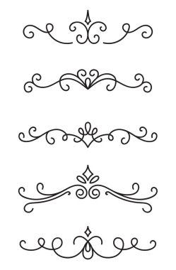 Beyaz arka plan üzerinde dekoratif süs öğeleri kümesi