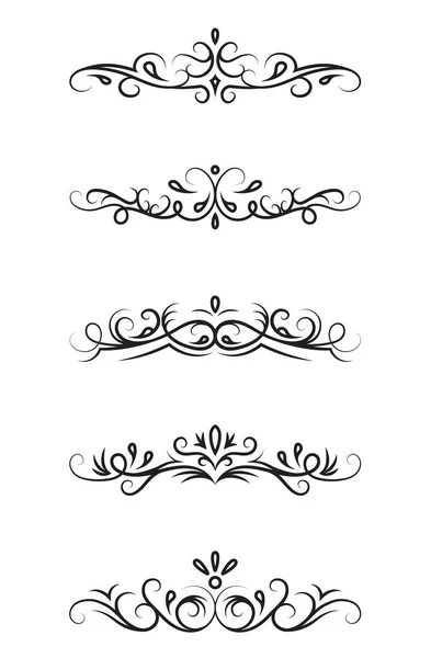 Conjunto de elementos decorativos ornamentais sobre fundo branco — Vetor de Stock