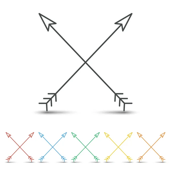 Zestaw ikon skrzyżowane strzałki płaski kształt na białym tle — Wektor stockowy