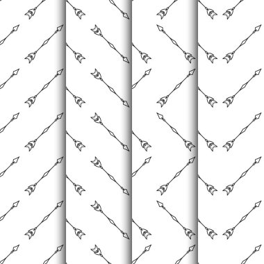 Beyaz arka plan üzerinde oklar seamless modeli kümesi