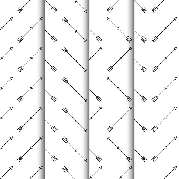 Set of arrows seamless pattern on white background — Stock Vector
