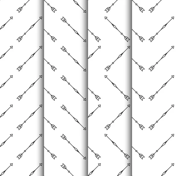 Ensemble de flèches motif sans couture sur fond blanc — Image vectorielle