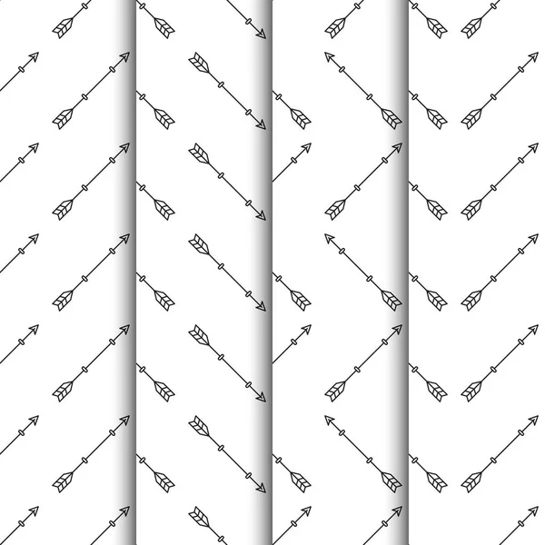 Conjunto de flechas patrón sin costura sobre fondo blanco — Vector de stock