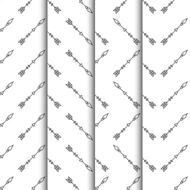Beyaz arka plan üzerinde oklar seamless modeli kümesi