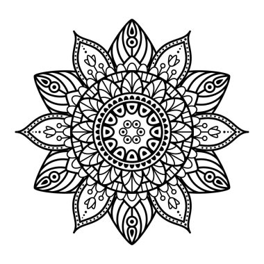 Yuvarlak mandala boyama beyaz arka plan üzerinde