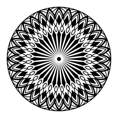 Yuvarlak mandala boyama beyaz arka plan üzerinde