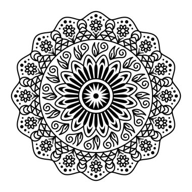 Yuvarlak mandala boyama beyaz arka plan üzerinde