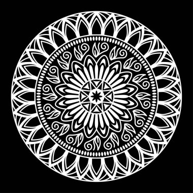 Yuvarlak mandala boyama siyah arka plan üzerine