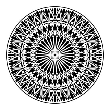 Yuvarlak mandala boyama beyaz arka plan üzerinde