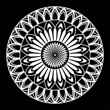Yuvarlak mandala boyama siyah arka plan üzerine