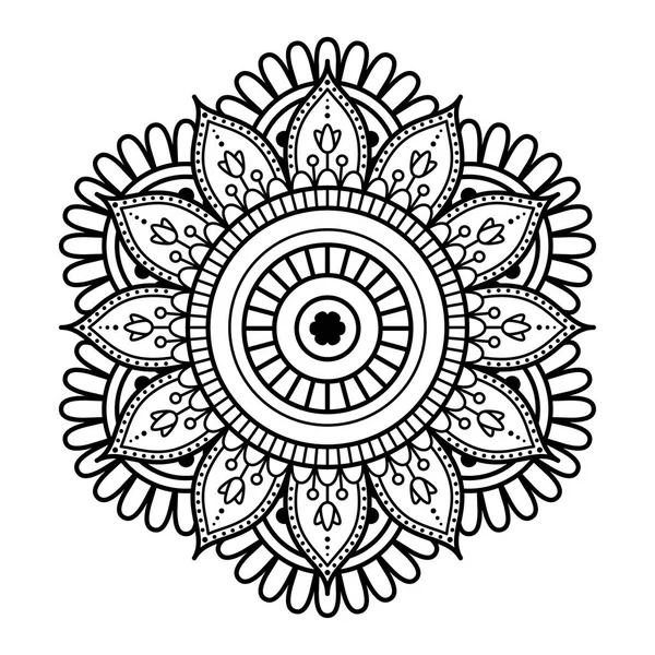 Mandala rotondo per la colorazione su sfondo bianco — Vettoriale Stock