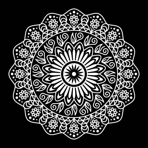 Yuvarlak mandala boyama siyah arka plan üzerine