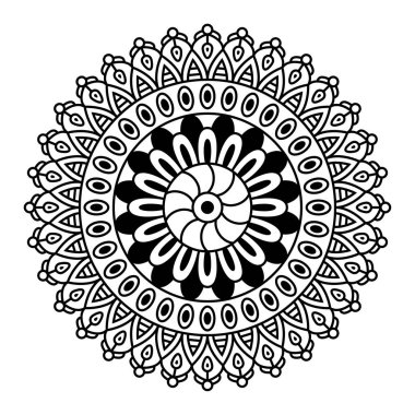 Yuvarlak mandala boyama beyaz arka plan üzerinde