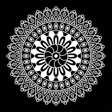 Yuvarlak mandala boyama siyah arka plan üzerine